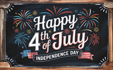 Happy 4th of July Chalkboard Style with Fireworks