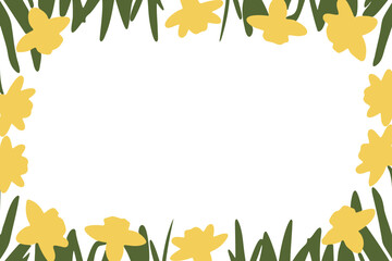Yellow daffodil floral frame vector illustration  and spring design, place for a text