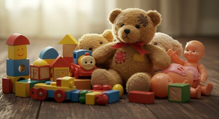 Teddy bear and other toys