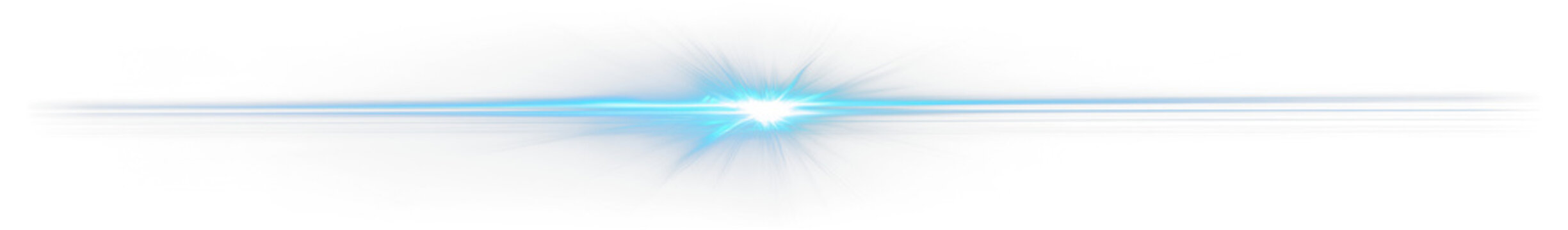 Bright blue lens flare on transparent background.