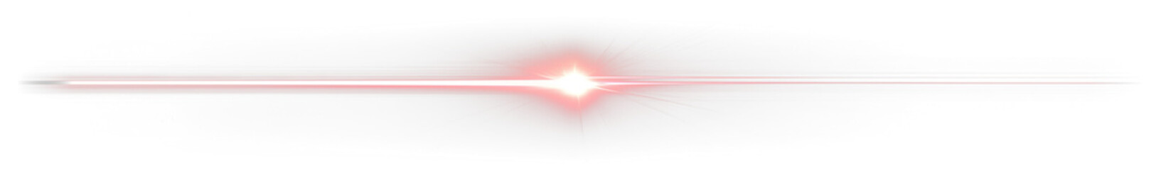 Red laser beam light effect on transparent background.