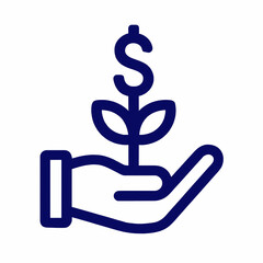 Obraz premium A hand holding a plant with a dollar sign as the flower