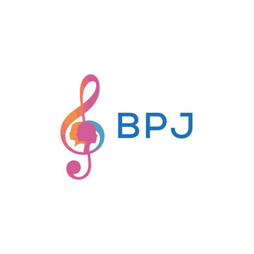  "BPJ Music and Arts Logo Design, BPJ Later Logo, Abstract Treble Clef with Human Faces"
