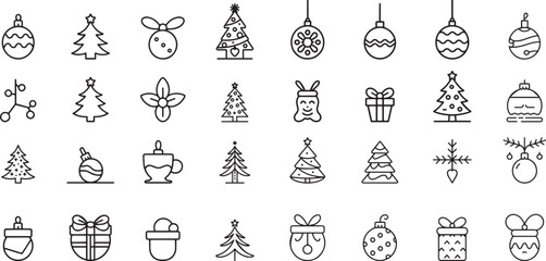 Christmas icons set festive holiday symbols design. eps-10
