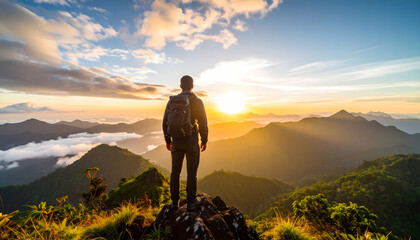 Fototapeta premium man in the mountains