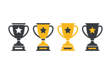 Illustration of four trophies with star emblems