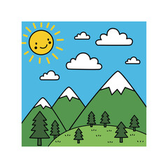 Fototapeta premium vector illustration of a mountain landscape