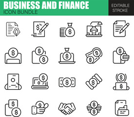 Outline Business and Finance Icon Set – Line Vector Icons for Web and Apps