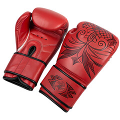 Red Boxing Gloves with Tribal Design: Perfect for Training & Competition
