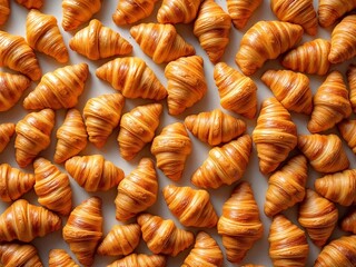 Pile of freshly baked golden brown croissants