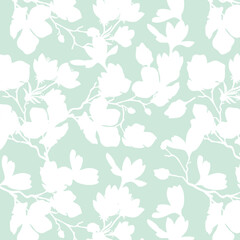 Seamless pattern of minimalist silhouette flower two-tone with plain background. Modern floral pattern, Vintage floral background, Pattern for design wallpaper, Gift wrap paper and fashion prints.