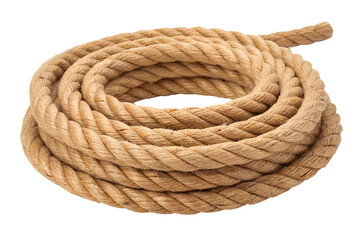 Coiled Natural Fiber Rope Isolated on a Transparent Background