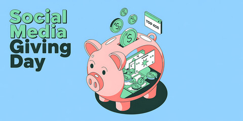 Social Media Giving Day Banner Heart Theme Design
