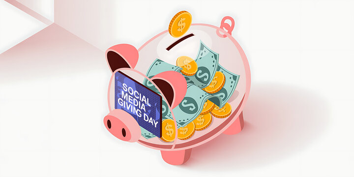 Social Media Giving Day Banner Heart Theme Design - Powered by Adobe