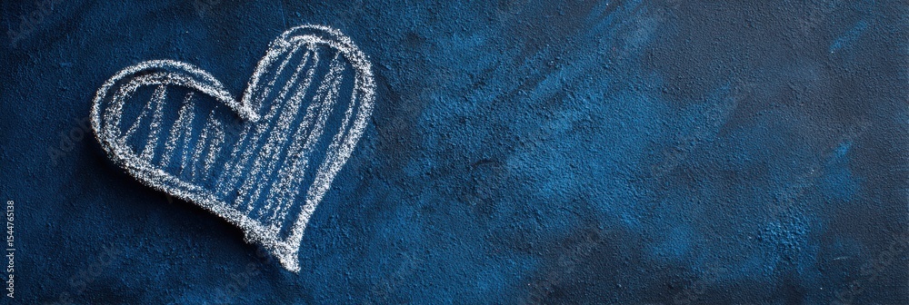 Poster Chalk Lines Create a Heart Shape on a Textured Dark Background Adding a Touch of Artistry and Emotion to the Space