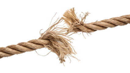 Worn rope strand detail isolated on a transparent dark background