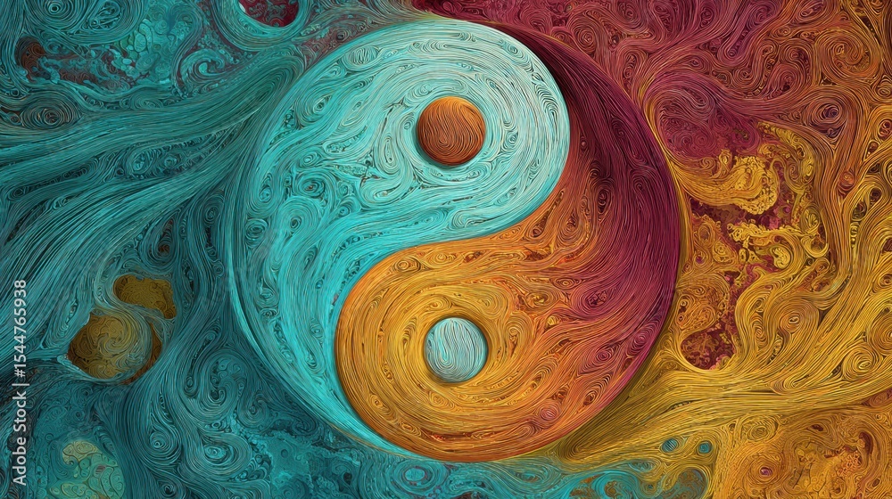 Poster Emotional Balance Represented Through a Yin-Yang Symbol Integrated With a Neural Network Design
