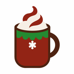 Christmas coffee cup drink icon vector on white background.