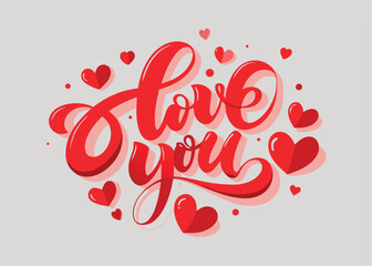 elegant red i love you typography in stylish cu