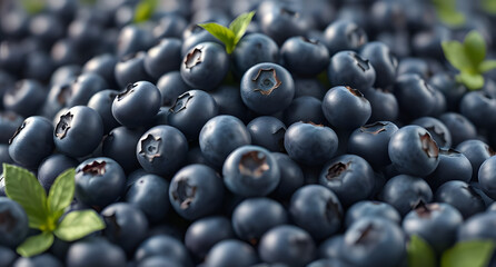 A scene of blueberry mound with slight motion blur, illustrated in glossy tones, rendered in 3D low-poly
