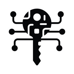 Easy to edit icon of digital key designed in glyph style