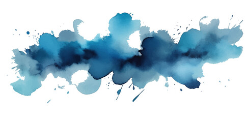 Abstract blue watercolor texture evoking sky and clouds with ink splashes