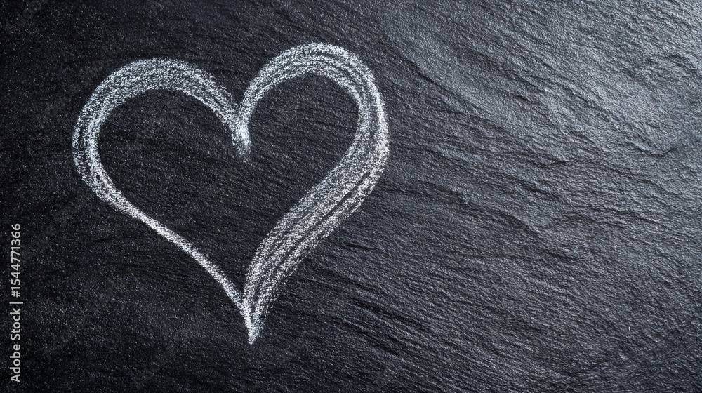 Poster Chalk Lines Create a Heart Shape on a Textured Dark Background for Artistic Expression