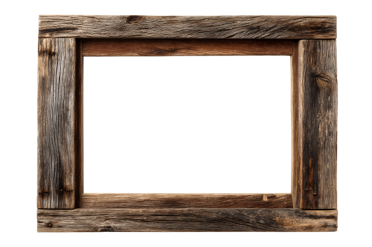 Rustic Wooden Frame, Dark Background isolated on transparent background