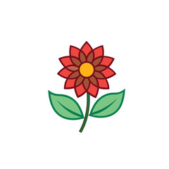 Red flower isolated on white background