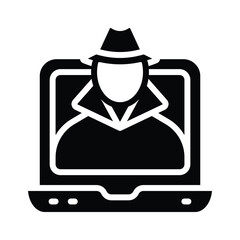 Online hacker glyph style icon is ready for premium use