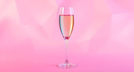 Champagne flute styled radiant, placed with pastel tones, rendered in 3D low-poly