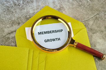 The conceptual text of MEMBERSHIP GROWTH. A place to copy. Business and finance concept