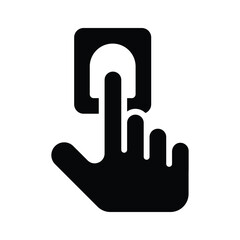 A handy icon of touch hand designed in glyph style
