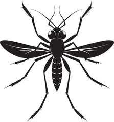 This collection of black and white images features detailed illustrations of mosquitoes, some with visible wings and legs, and one showing a mosquito on human skin.