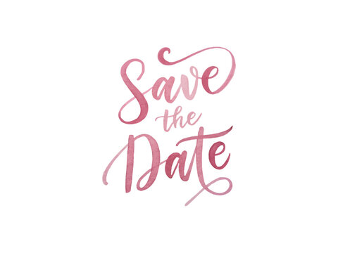 Artistic watercolor calligraphy design of Save the Date text in elegant style for use in weddings, special occasions, announcements, or romantic celebration cards - Powered by Adobe