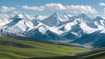 Snowy Mountain and Grassland