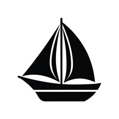 Simple Black and White Sailboat Icon
