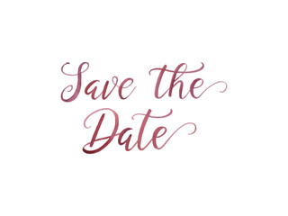 Charming 'Save the Date' watercolor phrase with hand-drawn ink lettering, ideal for wedding invitations, announcements, and romantic stationery