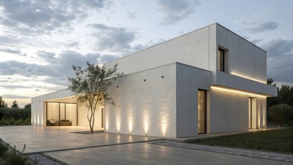 Modern architectural home with sleek design and natural surroundings.