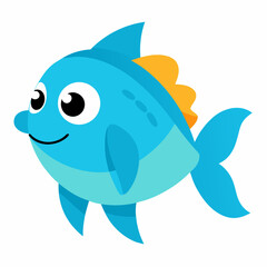Modern cartoon fish vector icon on white background.
