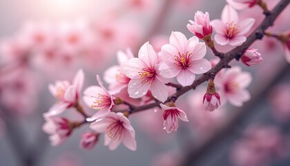 Naklejka premium Pink Cherry Blossom Flower Bloom