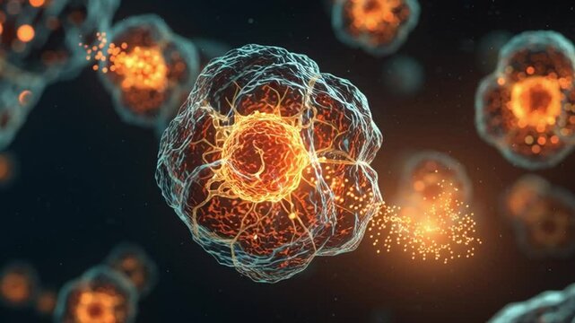 Microscopic Marvel: An in-depth visualization of a single cell, showcasing its intricate structure and the complex biological processes that take place within.