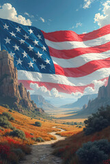 Background with USA painted flag