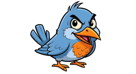 Obraz premium Angry Blue Bird Cartoon Character Illustration Perfect for Aggressive Branding Designs or Angry Bird Themed Projects