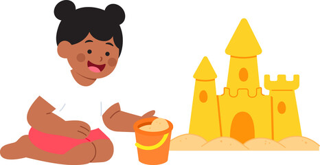 모래놀이하는 여자아이