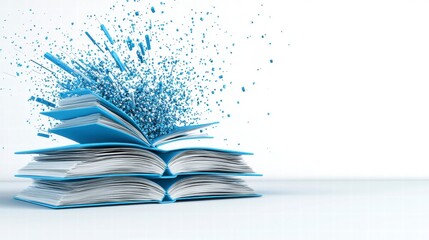 Abstract Book Explosion Digital Particles and Knowledge Burst