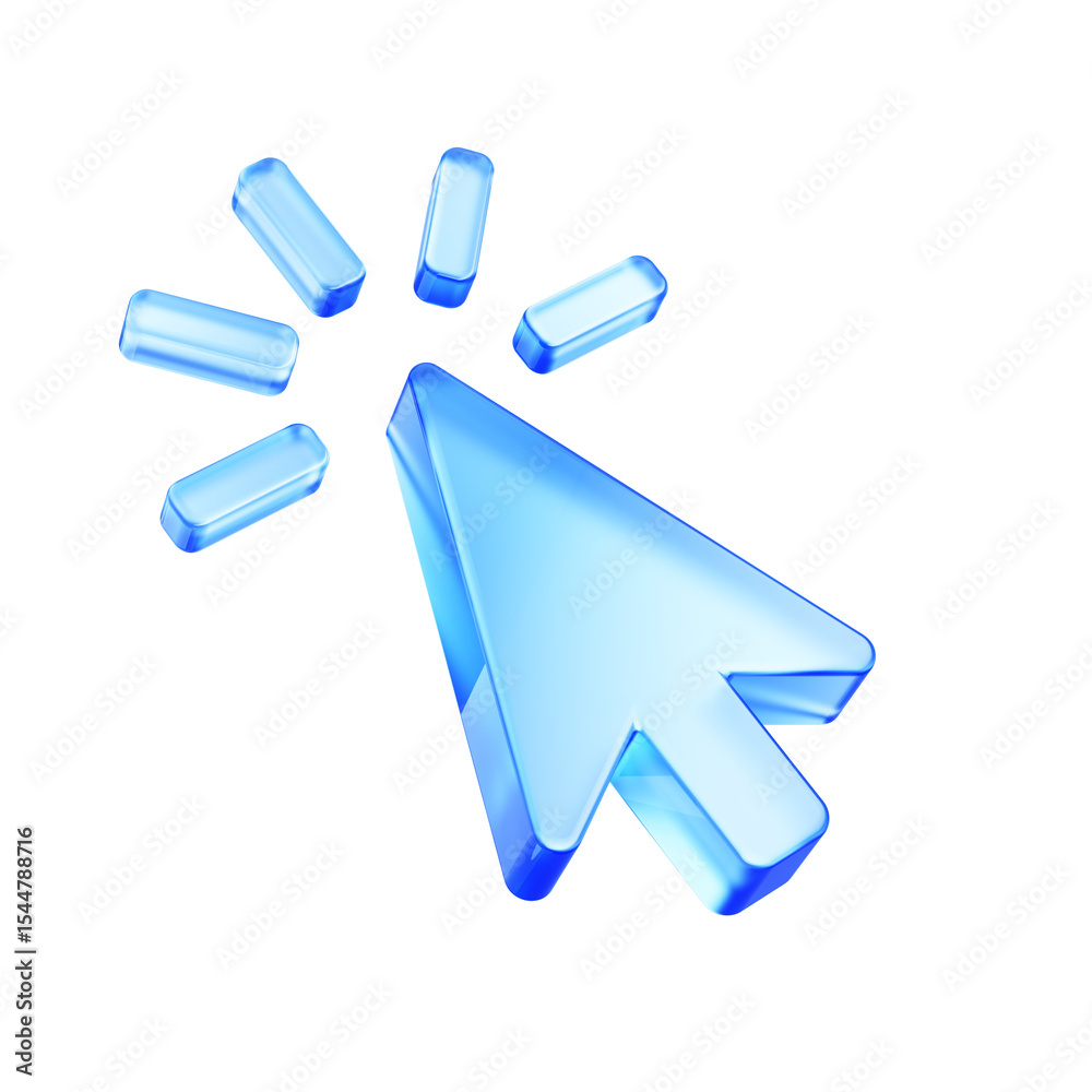 Fototapete 3d click pointer cursor arrow icon on transparent background