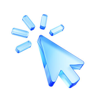 3d Click pointer cursor arrow icon on transparent background
