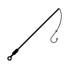 Fishing rod with hook black and white