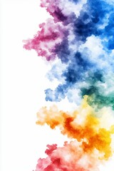 Abstract Multicolored Smoke Plumes on White Background